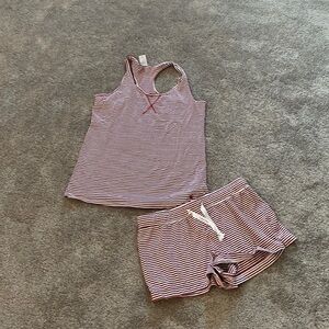 Calvin Klein Red White Striped Tank & Shorts Pajama Set SIZE S